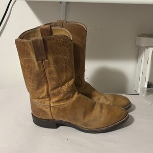 Justin Boots Tan Leather Cowboy Boots